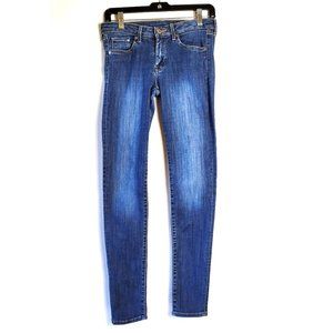H&M JEANS WOMENS SUPER SKINNY LOW WAIST BLUE SIZE 29 ZIP FLY